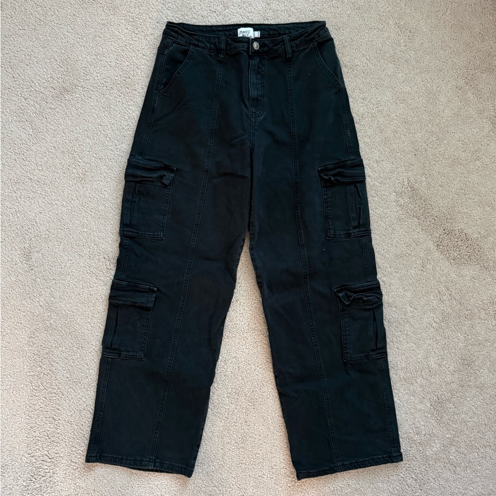 Princess Polly Nosita Black Cargo Pants Size 8